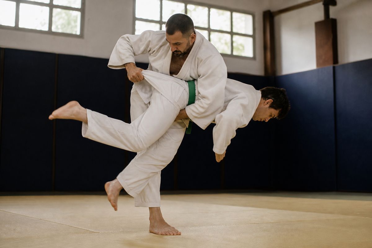 Uchi mata - the inner thigh throw at the moment of the sweep